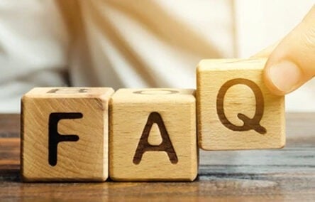 Three cubes with letters FAQ